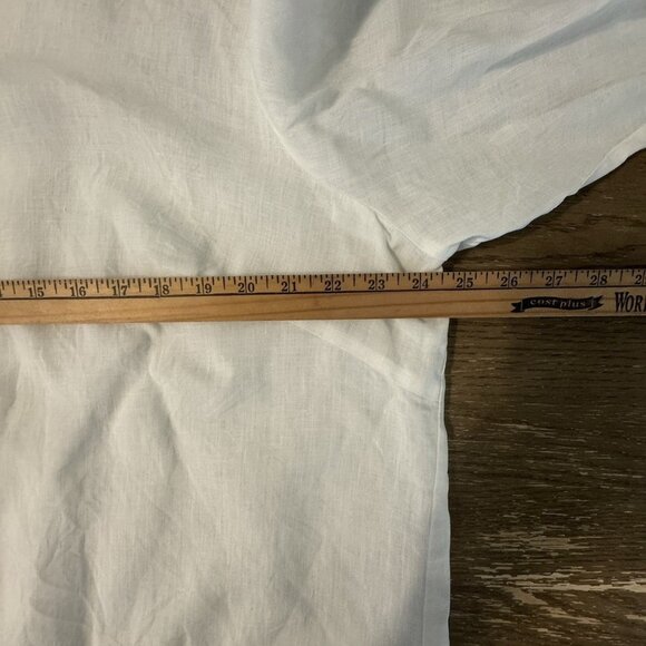 Edward Linen 100% Irish 2X Plus Size Embroidered Scallop hem Button white Top - Picture 4 of 12